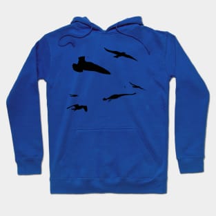 Flock Of Seagulls Scavenging Black Silhouette Hoodie